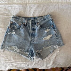 Levi's Light Blue Distressed Jean Shorts